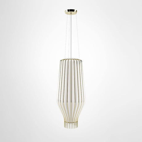 Fabbian Saya Pendellampe Large aus weißem und transparentem Glas mit goldenen Details