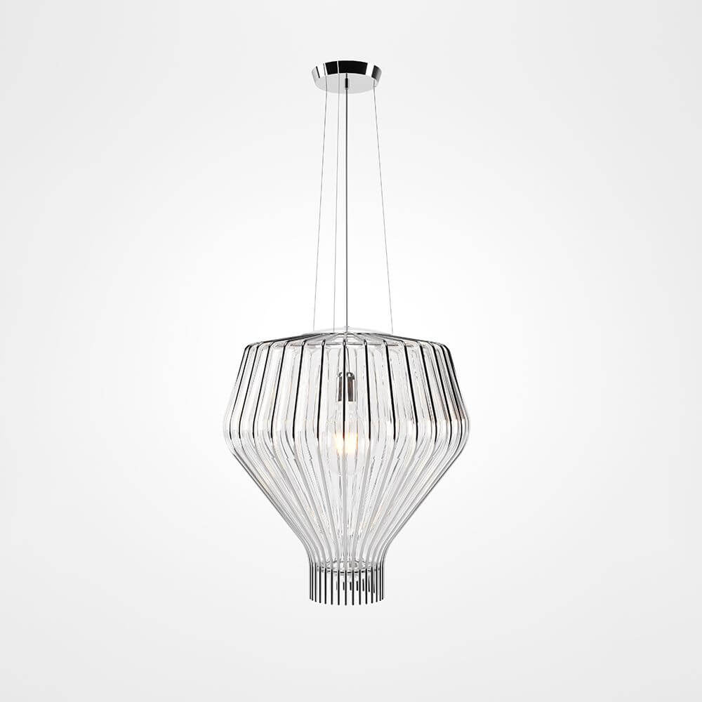 Fabbian Saya Pendellampe Medium aus transparentem Glas mit metallischem Design