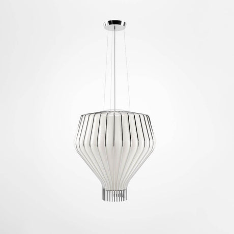 Fabbian Saya Pendellampe Medium in weißem und transparentem Glas mit Metallkäfige, modernes Design.