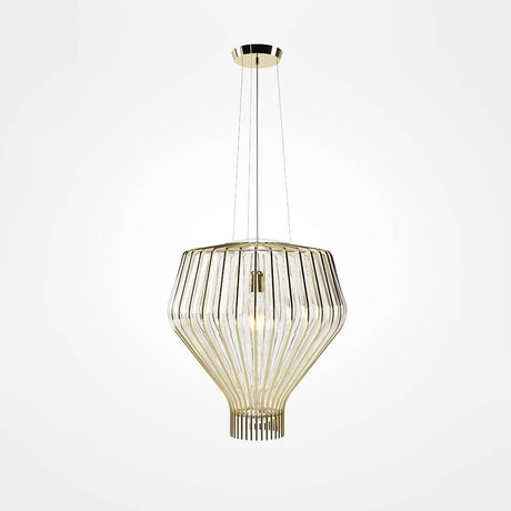 Fabbian Saya Pendellampe Medium in goldfarbenem Metall und transparentem Glas für stilvolle Beleuchtung.