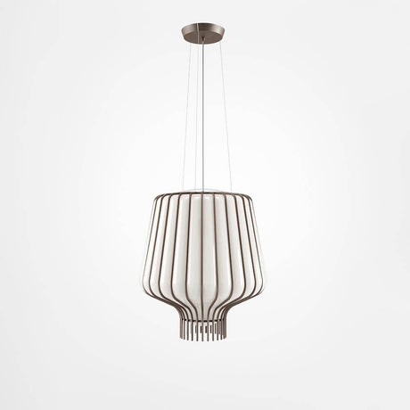 Fabbian Saya Pendellampe Small mit transparentem Glas und Metallkäfig, geeignet für Wohn- und öffentliche Räume.