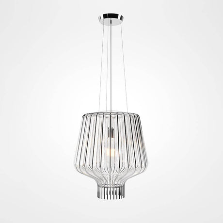 Fabbian Saya Pendellampe Small aus transparentem Glas mit Metallkäfig für stilvolle Beleuchtung.