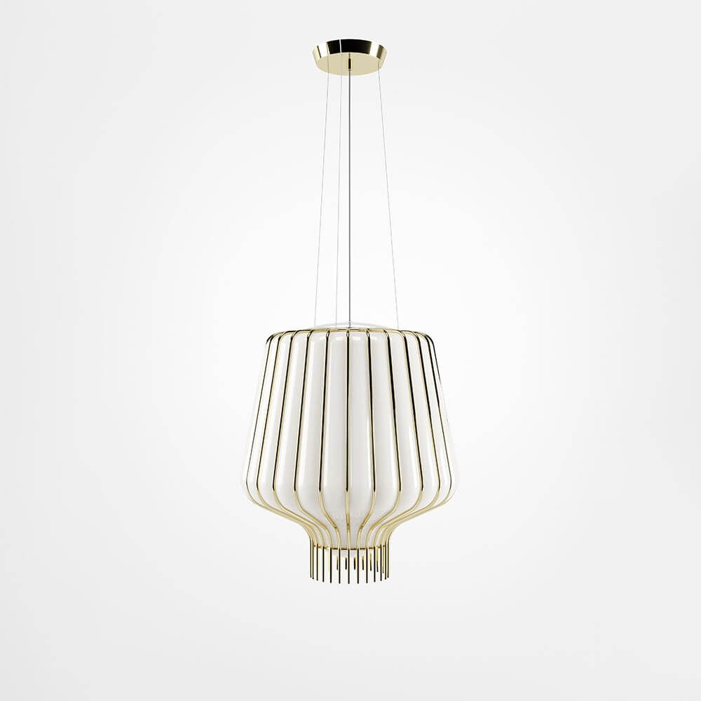 Fabbian Saya Pendellampe Small aus Glas und Metall, ideal für moderne Innenräume.
