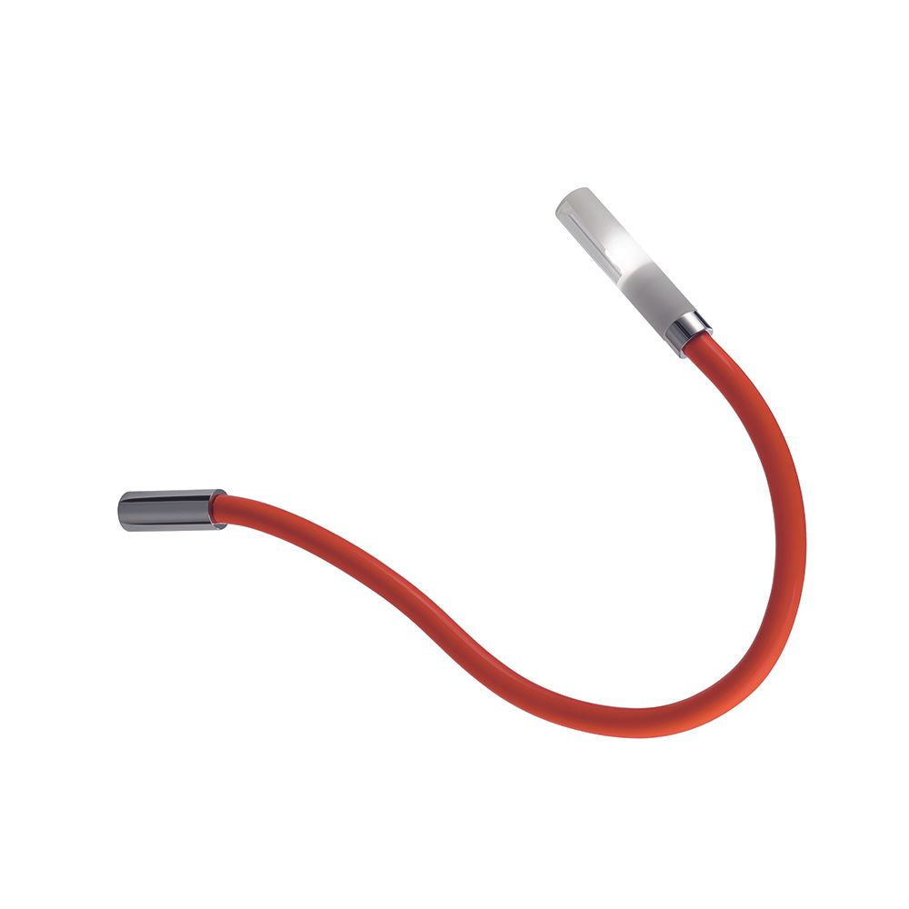 Fabbian Snake LED Wand- & Deckenleuchte in rot mit flexiblem Arm für individuelles Lichtdesign.