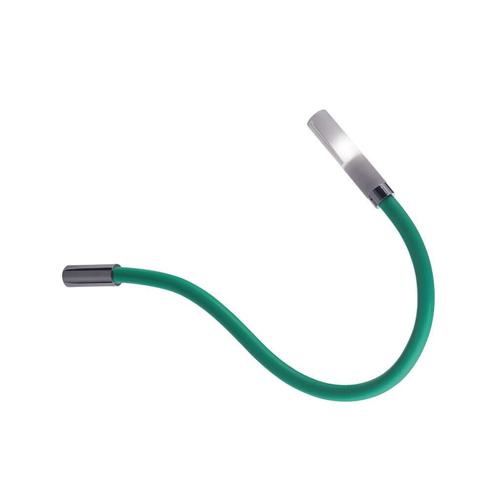 Fabbian Snake LED Wand- & Deckenleuchte in grün mit flexiblem Arm und Glasdiffusor.