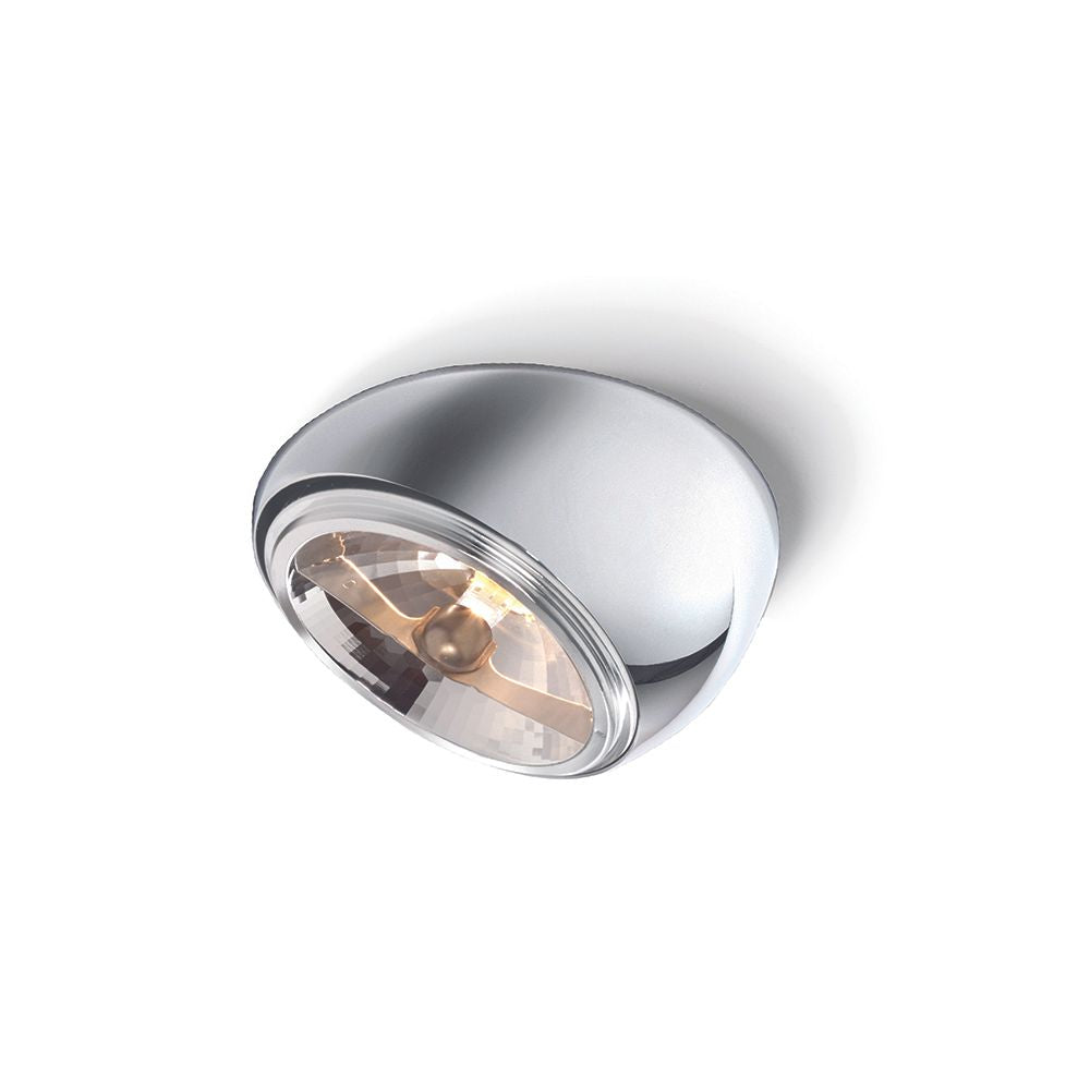 Fabbian Tools Einbauleuchte Ø 14cm in Chrom mit Halogenlampenaufsatz und einstellbarem Diffusor.