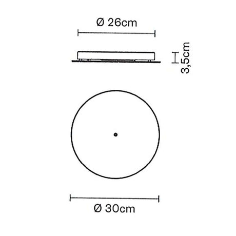 Fabbian Tripla Baldachin Ø 30cm 4 bis 9-flammig technische Zeichnung mit Durchmessern und Höhe