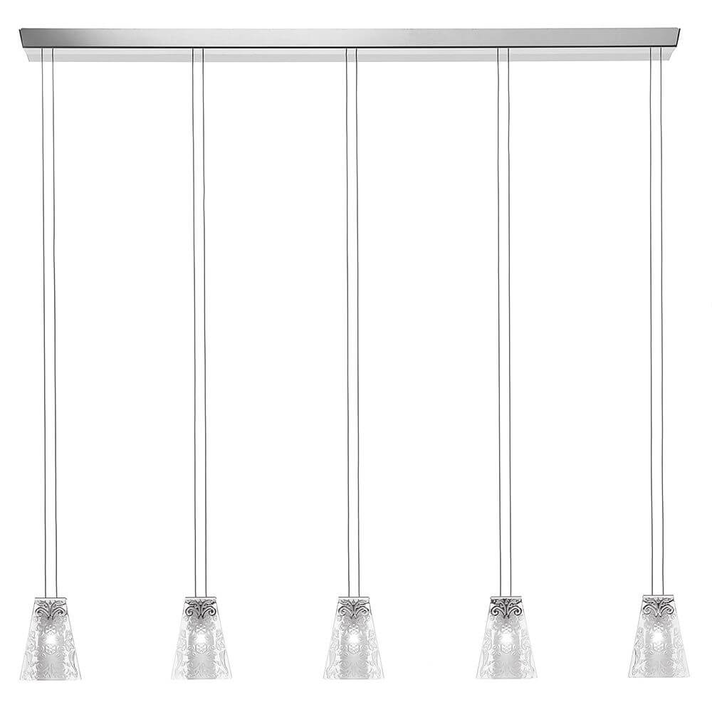 Fabbian Vicky Pendelleuchte 5-flammig mit exquisiten Kristall-Diffusoren und modernem Design.