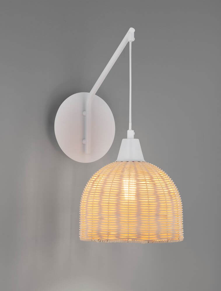 Fado Wandleuchte Ø 20,5cm E27 Rattan an Wand, geflochtenes Design, warmes Licht, moderne Wohnraumbeleuchtung