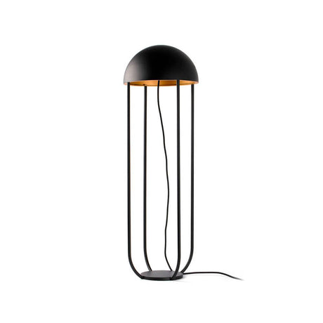 Jellyfish LED floor lamp black, gold with a rounded head and elegant structure.