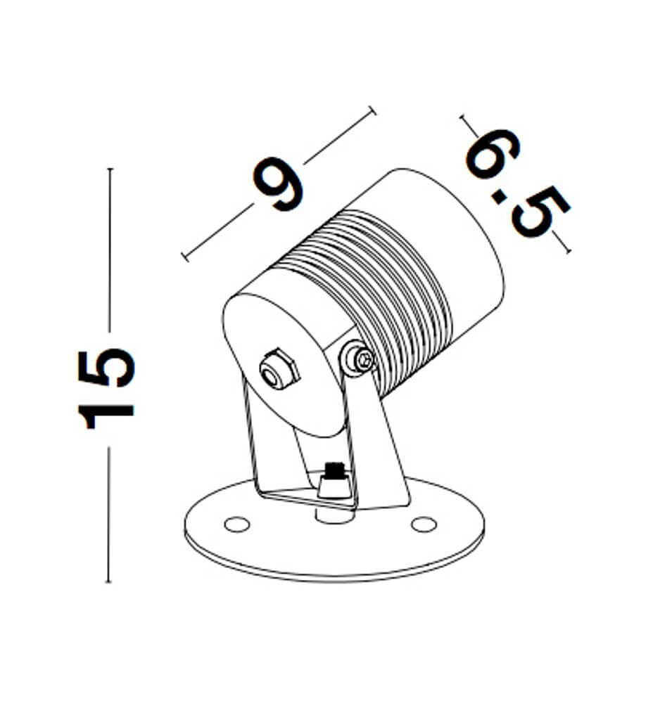 Technische Zeichnung der Fend LED Außenwandleuchte Base Flach, Maße in cm, minimalistisch und elegant.