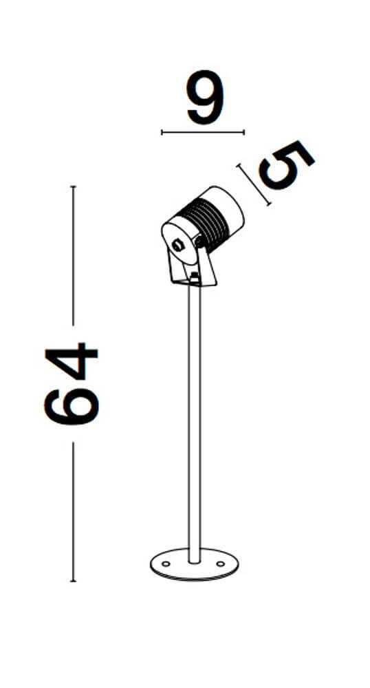 Fend LED Außenwandleuchte Poller 3000K Schwarz IP65 mit Maßangaben in skizzierter Form.