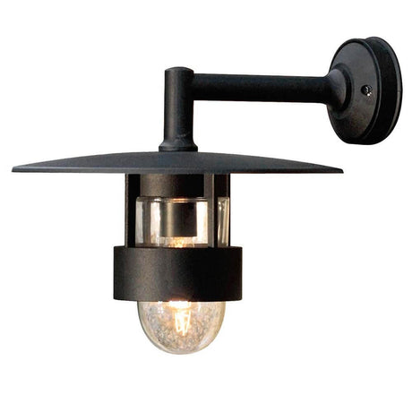 Fenix Applique da esterno nera, vetro trasparente con design moderno e sfera di vetro trasparente.