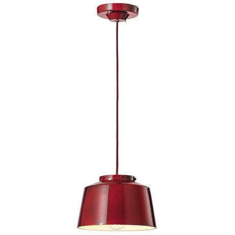 Ferroluce 50's Hängeleuchte in Rot, Vintage-Design, handgemacht, ideal für jeden Wohnbereich.