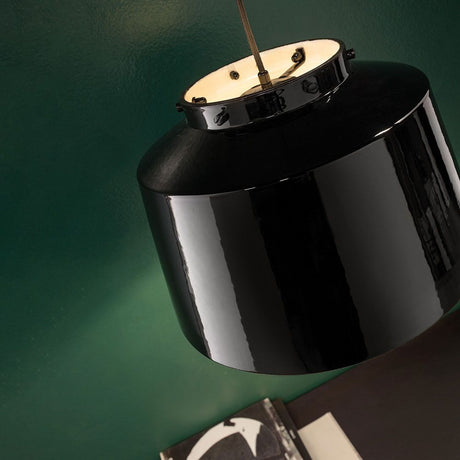 Ferroluce 50's Keramik-Hängeleuchte in schwarz, modernes Design für jeden Wohnbereich.