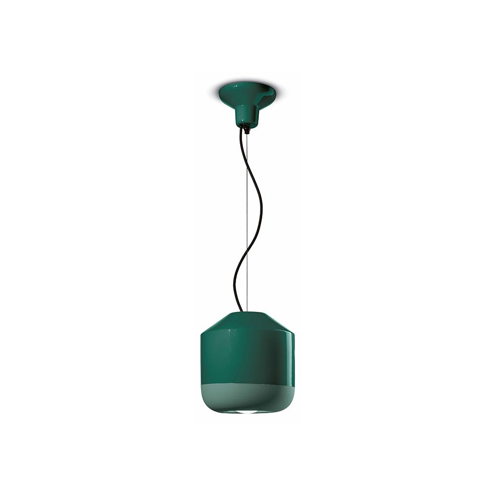 Ferroluce Bellota Hängeleuchte Ø 24cm in modernem grünem Design, ideal für Wohnräume oder Büros.