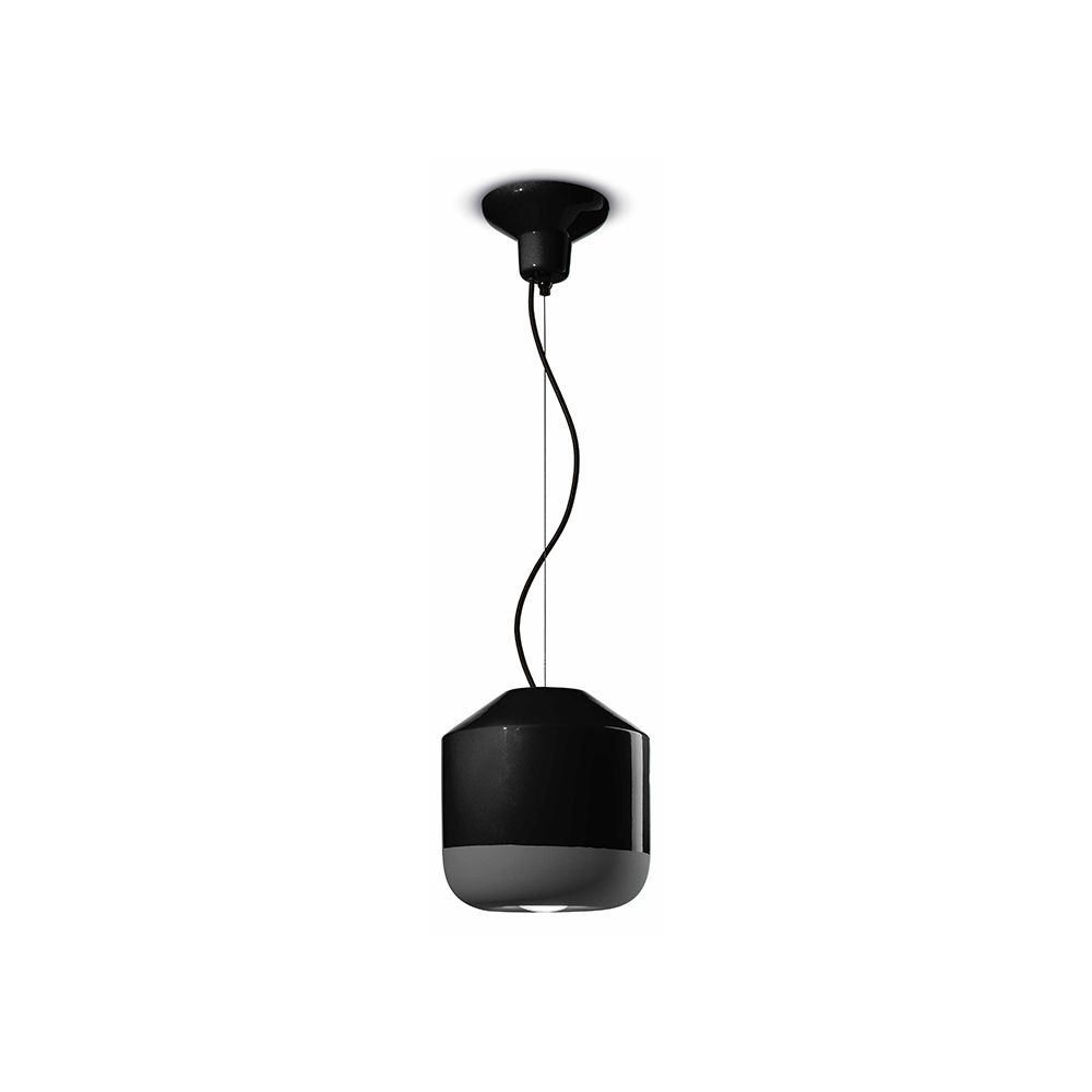 Ferroluce Bellota Hängeleuchte Ø 24cm in modernem schwarz-grünem Design, ideal für stilvolle Wohnräume.