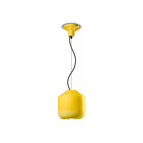 Ferroluce Bellota Hängeleuchte Ø 24cm in modernem Gelb, ideal für Wohnräume und Büros.