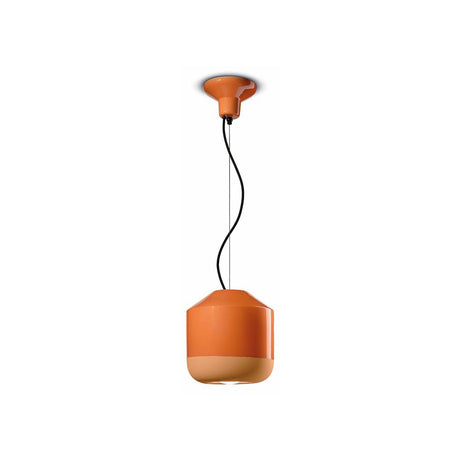 Ferroluce Bellota Hängeleuchte Ø 24cm in modernem orange, ideal für Wohnbereiche, Büros und Geschäfte.