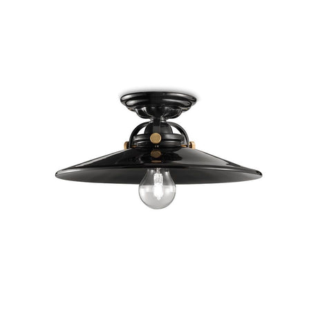 Ferroluce B&W Deckenleuchte Ø 31cm in schwarzem, rustikalem Design mit romantischer Atmosphäre.