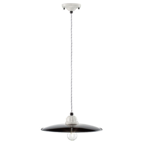 Ferroluce B&W Deckenlampe Ø 35cm mit Vintage-Design und schwarzem Lampenschirm.
