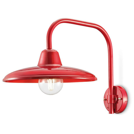 Ferroluce B&W keramik-vegglampe i rødt, stilfull retro-vegglampe med håndlaget keramikk.