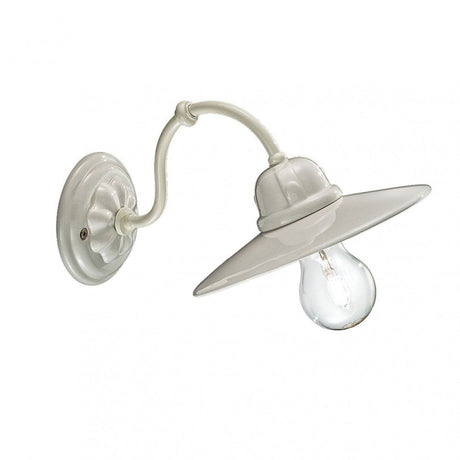 Ferroluce Keramik-Wandlampe B&W in Weiß, Retro-Lampe für rustikale Wohnbereiche.