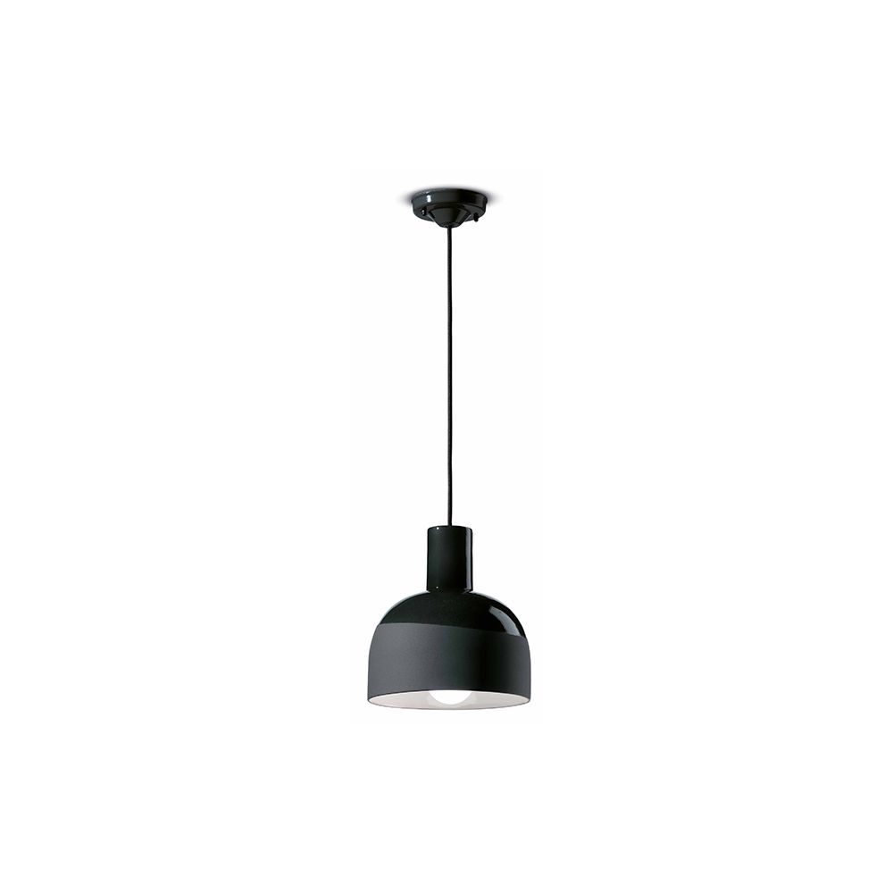 Ferroluce Caxixi Hängeleuchte Ø 22,5cm in eleganzvollem Schwarz, stilvoll hängend mit Glockenform.