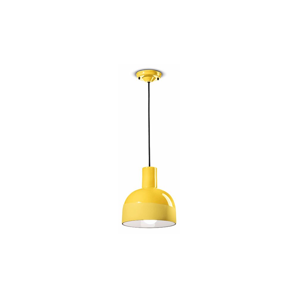 Ferroluce Caxixi Hängeleuchte Ø 22,5cm in leuchtendem Gelb mit eleganter Glockenform.