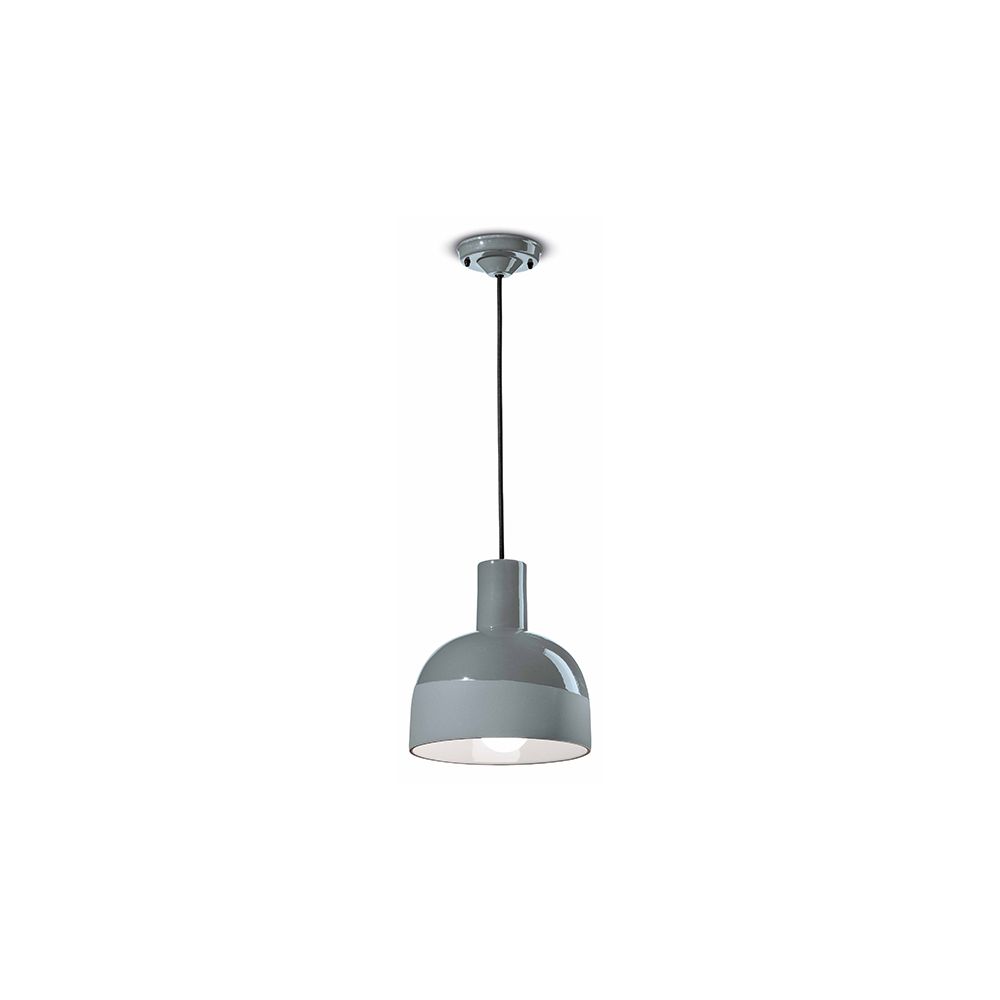 Ferroluce Caxixi Hängeleuchte Ø 22,5cm in grau mit raffinierter Glockenform