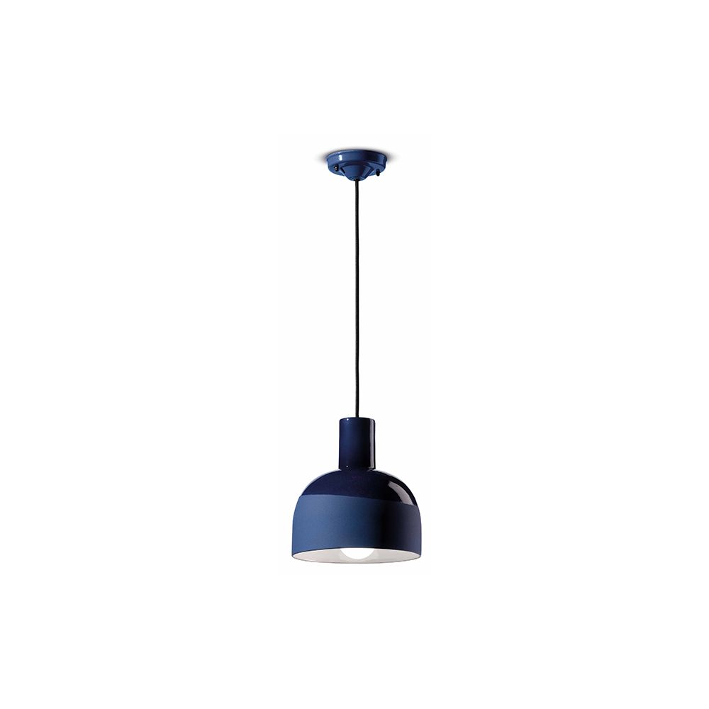 Ferroluce Caxixi Hängeleuchte Ø 22,5cm in Blau, elegante Pendelleuchte mit Glockenform, ideal für modernes Design.