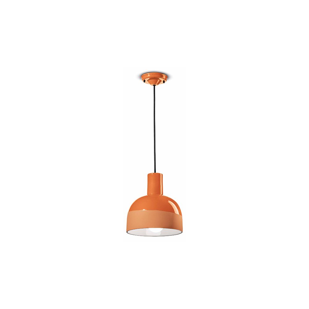 Ferroluce Caxixi Hängeleuchte Ø 22,5cm in Orange mit raffinierter Glockenform zur modernen Raumgestaltung.