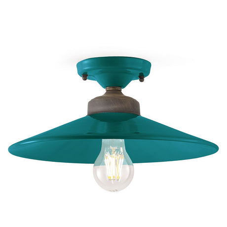 Ferroluce Colors Deckenleuchte Ø 30cm in Türkis mit Retro-Design und Edison-Glühbirne