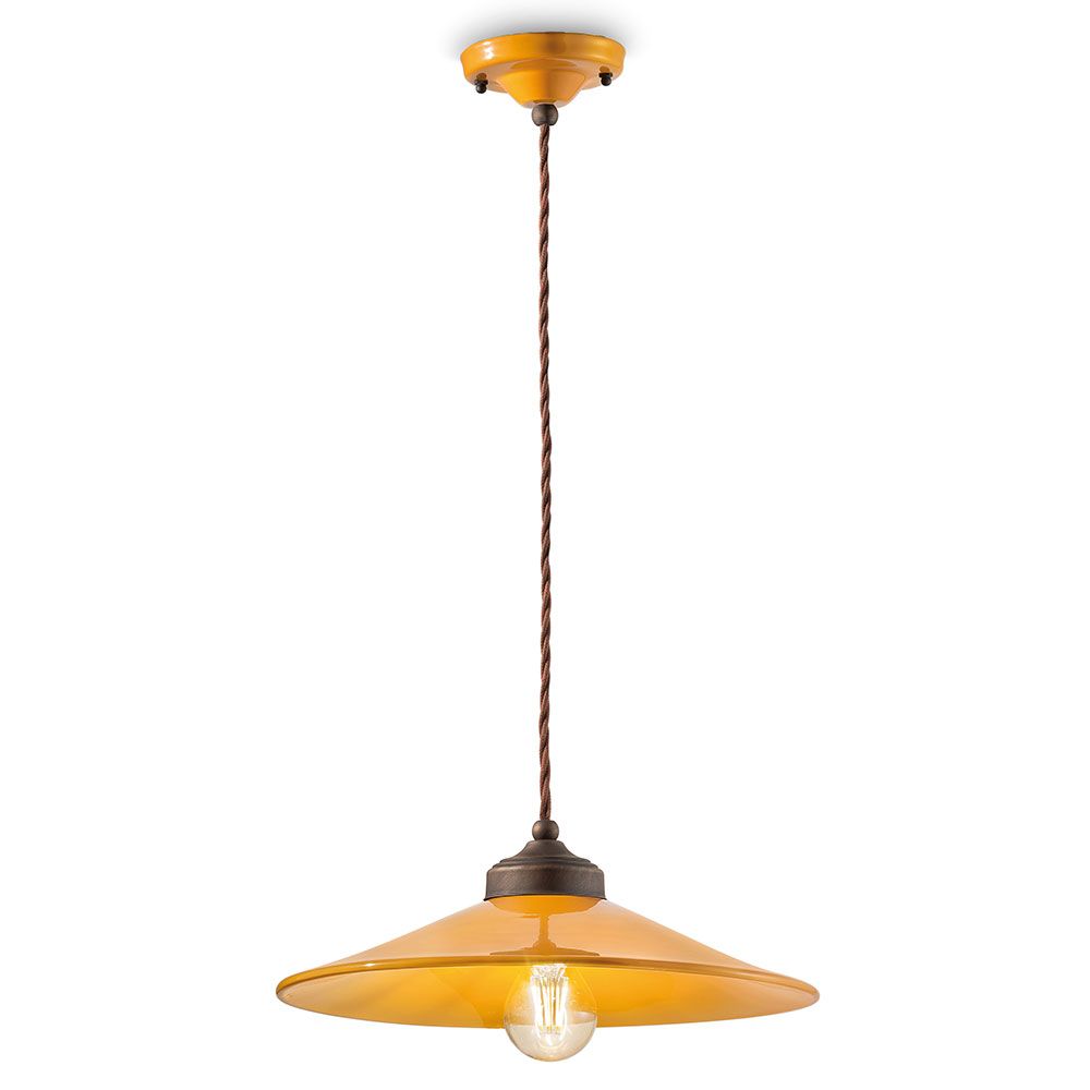 Ferroluce Colors Hängeleuchte Ø 35cm in warmem Gelb für moderne und klassische Wohnräume.