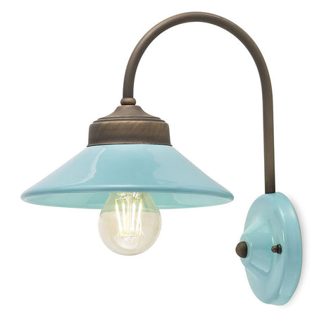 Ferroluce Colors Wandleuchte in blau mit vintage Design und Metallarm für stilvolle Innenräume.