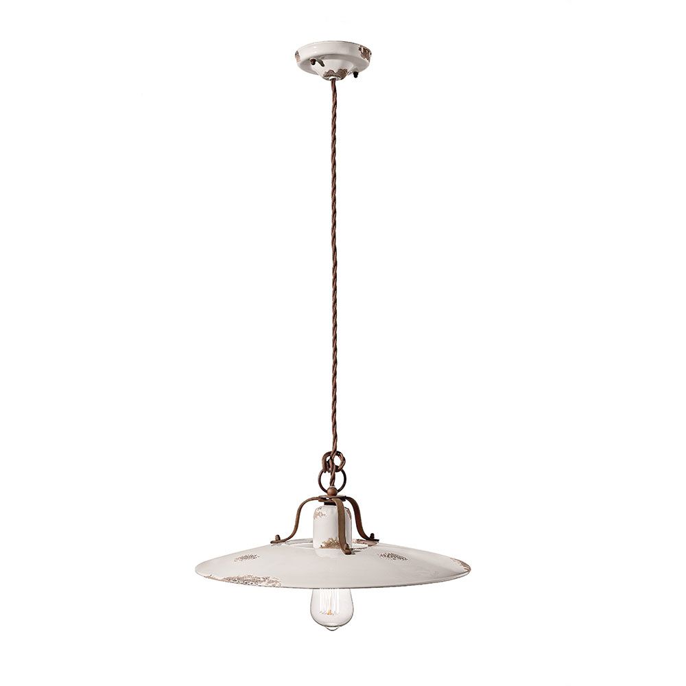 Ferroluce Country Keramik-Hängeleuchte Ø 40cm in klassischem Design mit eleganter Aufhängung