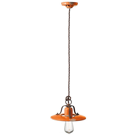 Ferroluce Country Hängeleuchte Ø 25cm in Orange mit klassischem Design, ideal für Wohnräume.