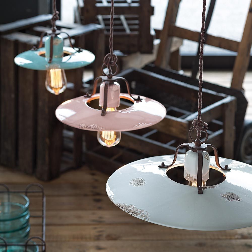 Ferroluce Country Keramik-Hängeleuchte in verschiedenen Farben, Retro-Design, Ø 30cm, ideal für stilvolle Wohnräume.