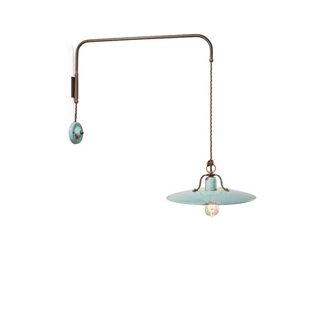 Ferroluce Country Wandleuchte 40cm in mintgrün mit praktischem Ausleger für Vintage-Designer-Ästhetik.