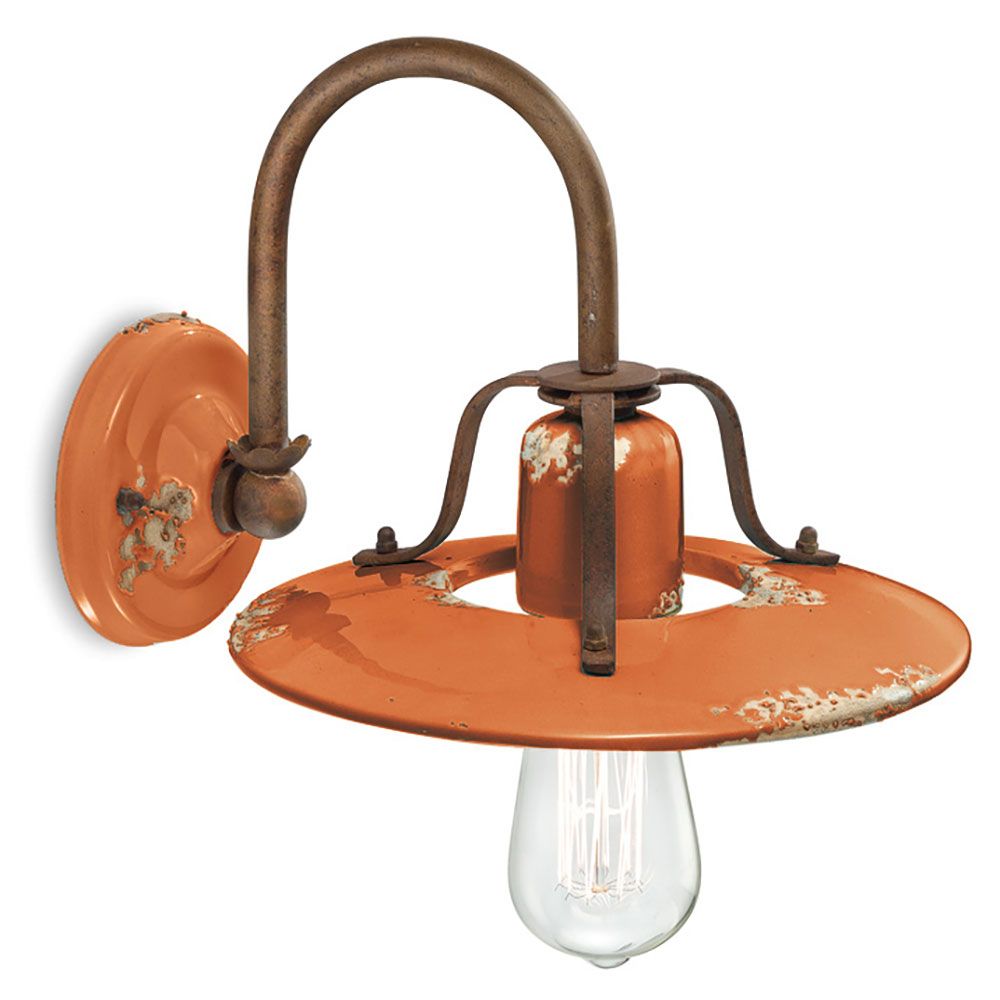 Ferroluce Country Wandleuchte in Rost-Orange, vintage Wandlampe für rustikalen Wohnstil.