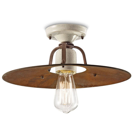 Ferroluce Grunge Vintage-Deckenleuchte Ø 40cm in rustikalem Design mit handgearbeitetem Lampenschirm.