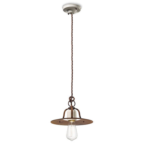Ferroluce Grunge Vintage-Hängeleuchte Ø 25cm in klassischer Form, handgearbeitet, perfektes italienisches Design.