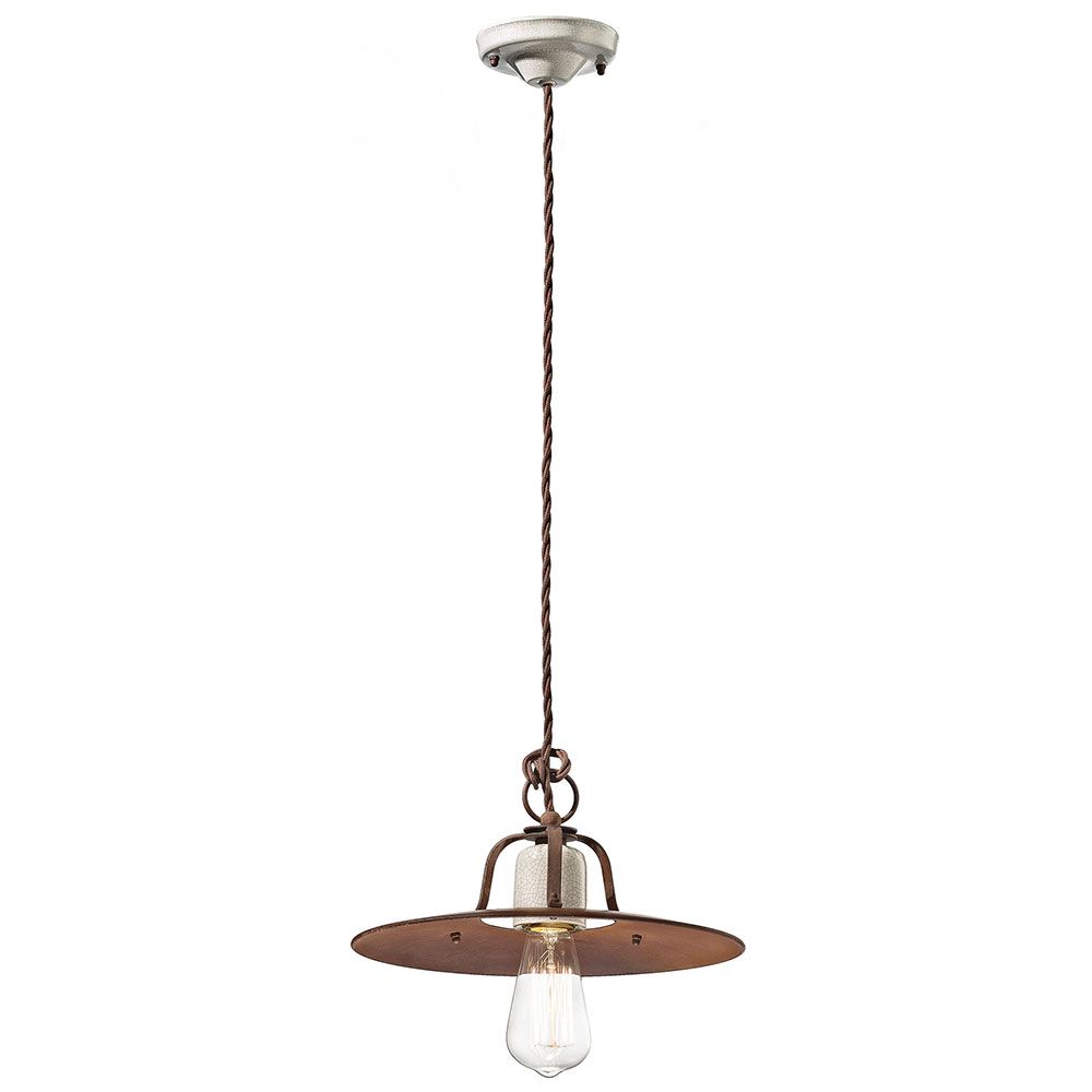 Ferroluce Grunge Vintage-Hängeleuchte Ø 30cm mit klassischer Form und handgearbeitetem Design.
