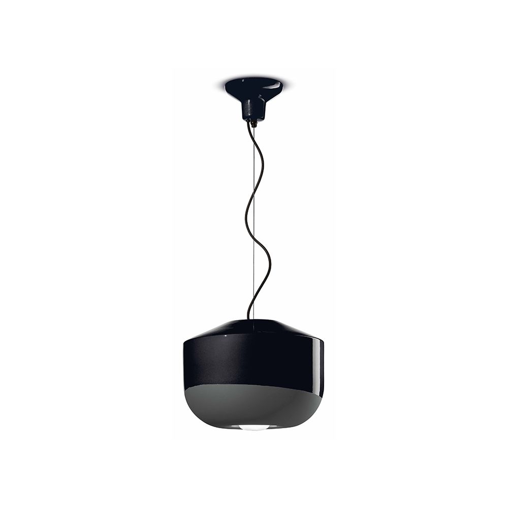 Ferroluce Hängeleuchte Bellota Ø 35cm in modernem Schwarz, ideal für zeitgemäße Wohnräume oder Büros.