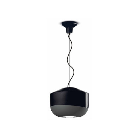 Ferroluce Hängeleuchte Bellota Ø 35cm in modernem Schwarz, ideal für zeitgemäße Wohnräume oder Büros.