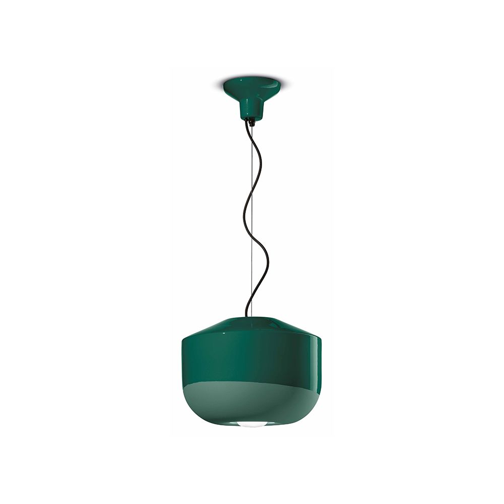 Ferroluce Hängeleuchte Bellota Ø 35cm in modernem grünem Design, ideal für Wohnräume und Büros.
