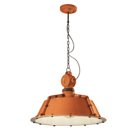 Ferroluce Hängeleuchte Industrial - stylische Vintage-Pendelleuchte aus Metall und Keramik in Orange