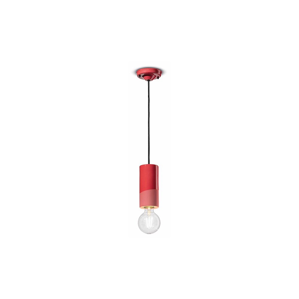 Ferroluce Hängeleuchte Pi 18cm in rot, elegantes, schmales Design für moderne Wohnräume.