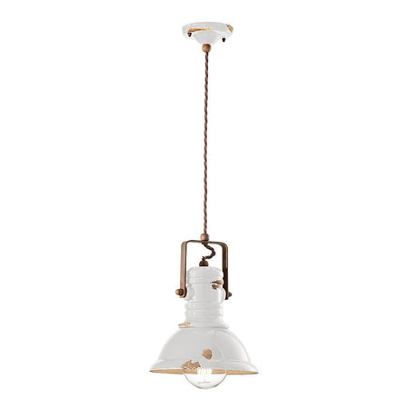 Ferroluce Industriel keramisk hængelampe Ø 23cm i hvid med et usædvanligt design og høj kvalitet.