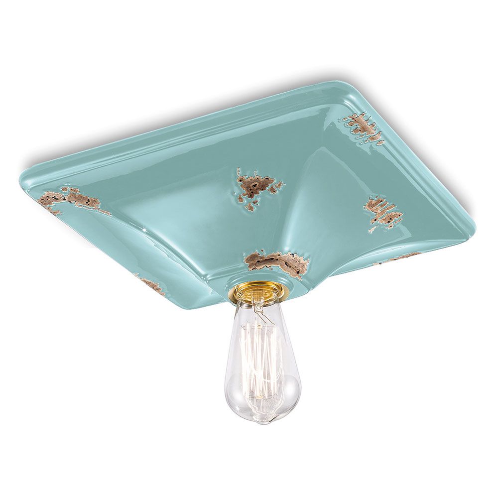 Ferroluce Keramik-Deckenleuchte Vintage 10cm in ungewöhnlichem Design und in mintgrüner Farbe.